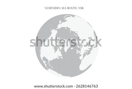 Vector illustration of a map of the Northern Sea Route and a globe image showing the Northern Sea Route