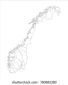 Vector Illustration Map of Norway in white background for continue.