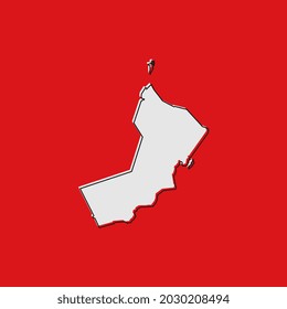 Vector Illustration of the Map of Oman on red Background