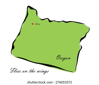 Vector illustration map Oregon is one of the states of America isolated on a white background