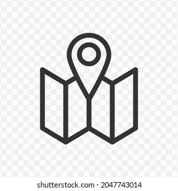 Vector illustration of map paper icon in dark color and transparent background(png).