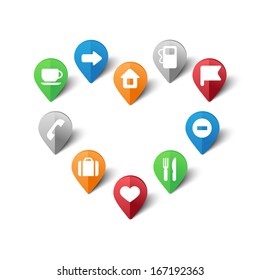 Vector illustration of map pins with road signs