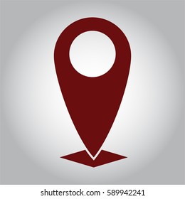 Vector illustration of map pointer icon in meroon.
