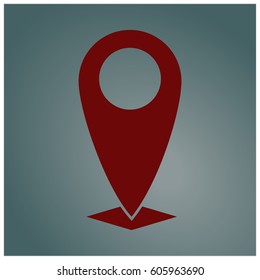 Vector Illustration of map pointer icon in maroon color
