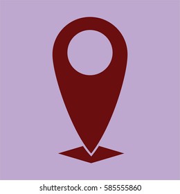 Vector illustration of Map Pointer symbol in Maroon icon
