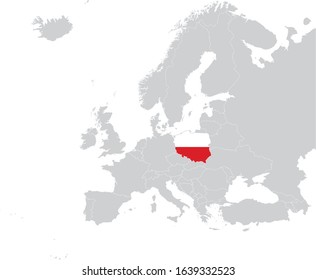 vector illustration of Map of Poland with national flag