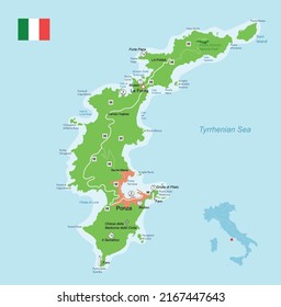 Vektorgrafik Ponza Island (Italien) Karte