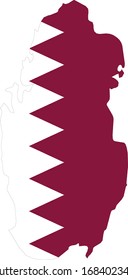vector illustration of Map of Qatar with national flag
