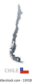 Vector illustration of the map with regions or states and the official flag of Chile.