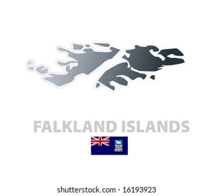 Vector illustration of the map with regions or states and the official flag of Falkland islands.