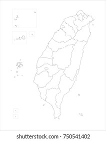 Vector Illustration Map of Republic of China(Taiwan) in white background for continue.