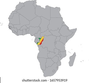 vector illustration of Map of Republic of the Congo with national flag