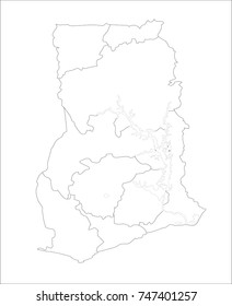 Vector Illustration Map of Republic of Ghana in white background for continue.