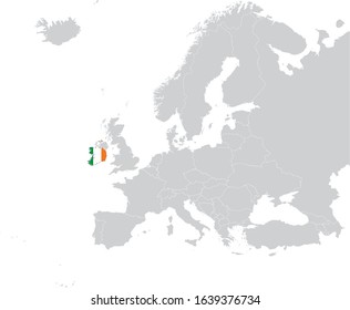 vector illustration of Map of Republic of Ireland with national flag
