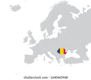 vector illustration of Map of Romania with national flag