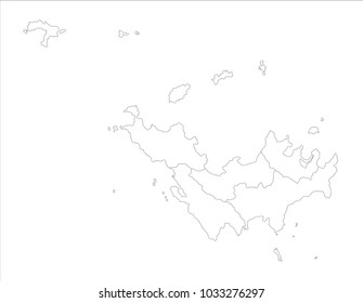 Vector Illustration Map Of Saint Barthélemy (France) In White Background For Continue, Map Of Saint Barthélemy (France) Isolated On White Background.