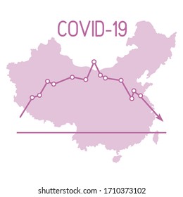Vector illustration  map Schedule Reduction sharp drop of sick people Covid-19 Defeat coronavirus Without new infections Stop Pandemic 2019-nCoV Dangerous pathogen respiratory corona virus ncov