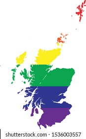 vector illustration of map of Scotland with LGBT colors