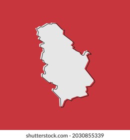 Vector Illustration of the Map of Serbia on red Background