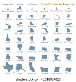 vector illustration map silhouette of the united states of america individually with scale on a white background