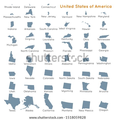 vector illustration map silhouette of the united states of america individually with scale on a white background