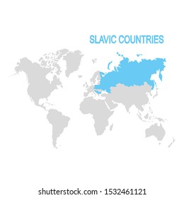 vector illustration with map of the slavic countries