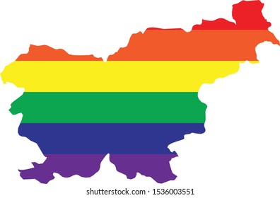 vector illustration of map of Slovenia with LGBT colors