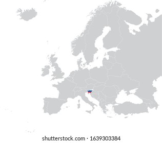 vector illustration of Map of Slovenia with national flag