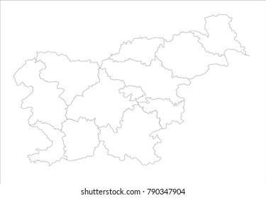 Vector Illustration Map of Slovenia in white background for continue, Map Of Slovenia Isolated On White Background.
