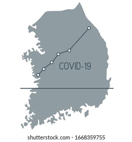 Vector illustration Map of South Korea Growth rate of sick people Covid-19 2019-nCoV Dangerous Chinese corona virus ncov China Pathogen respiratory coronavirus SARS pandemic risk Design for web, print