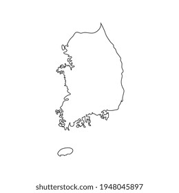 Ilustración vectorial del mapa de Corea del Sur sobre fondo blanco