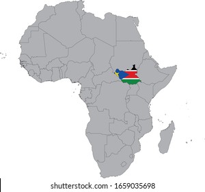 ilustración vectorial del Mapa de Sudán del Sur con bandera nacional