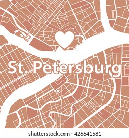 Vector illustration map of St. Petersburg. 