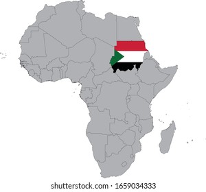 ilustración vectorial del Mapa del Sudán con bandera nacional