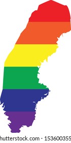 vector illustration of map of Sweden with LGBT colors