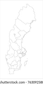 Vector Illustration Map of Sweden in white background