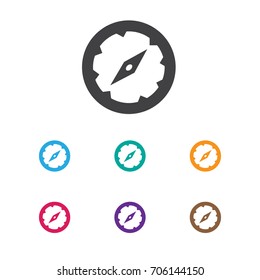 Vector Illustration Of Map Symbol On Compass Icon. Premium Quality Isolated Magnet Navigator Element In Trendy Flat Style.