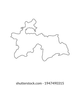 Ilustración vectorial del mapa de Tayikistán de fondo blanco