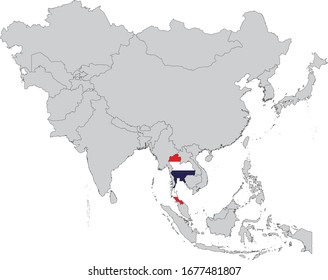 vector illustration of Map of Thailand with national flag