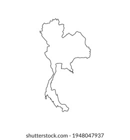 Vector Illustration of the Map of Thailand on White Background