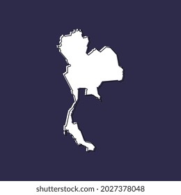 Vector Illustration of the Map of Thailand on Blue Background