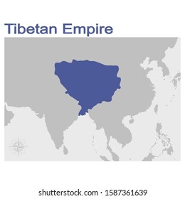 vector illustration with map of the Tibetan Empire