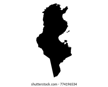 Vector illustration of map of Tunisia
