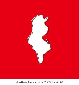 Vector Illustration of the Map of Tunisia on red Background
