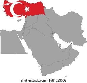 vector illustration of Map of Turkey with national flag