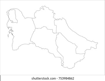 Vector Illustration Map of Turkmenistan in white background for continue.