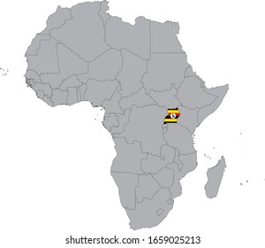 vector illustration of Map of Uganda with national flag