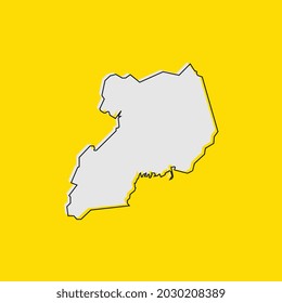 Vector Illustration of the Map of Uganda on yellow Background