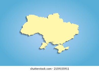 Ilustración vectorial de un mapa de Ucrania con Crimea sobre un fondo azul