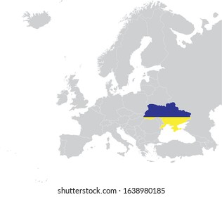 vector illustration of map of Ukraine with national flag